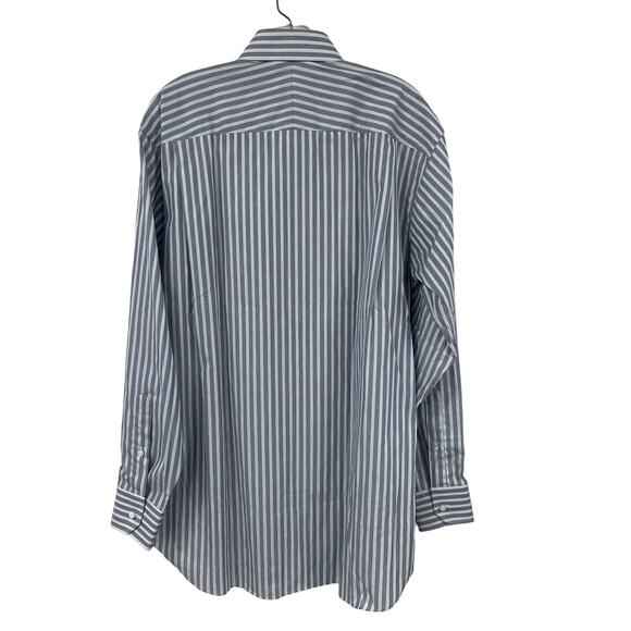 Robert Talbott Estate Blue White Stripe Long Sleeve Button Down Mens 15 / Medium - Picture 6 of 6